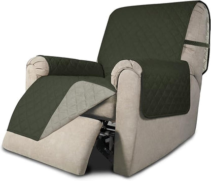 Easy-Going Recliner Chair Slipcover Reversible Sofa Cover Water Resistant Couch Cover Furniture Protector with Elastic Straps for Pets Dog (Recliner 22 inch, Army Green/Beige)