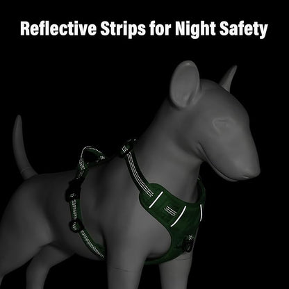Plutus Pet No Pull Dog Harness, Reflective Adjustable Dog Vest Harness with Handle, Escape Proof, Soft Padded for Small Medium Large Dogs (Green, M)