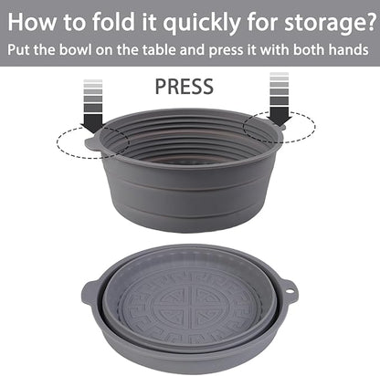 Collapsible Silicone Mixing Bowl, Food-Grade Foldable Travel Container, Large Collapsible Bowls for Camping Outdoor Hiking Storage Mixing, Grey (pot QY104)