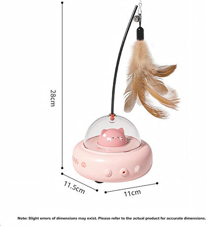 2 in 1 Rechargeable Interactive Cat Toys for Indoor Cats, Automatic Kitten Toys with Feather and Laser Pointer for Self Play (Sakura Pink)