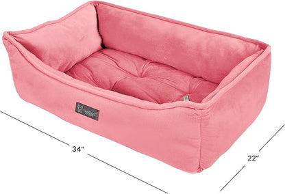 NANDOG Reversible Dog Bed from The Signature Collection– Luxury Cloud-Soft Pet Bed for Medium to Large Dogs & Cats, Premium Pet Gear, Reversible Design, Plush Comfort, Modern Style - Pink