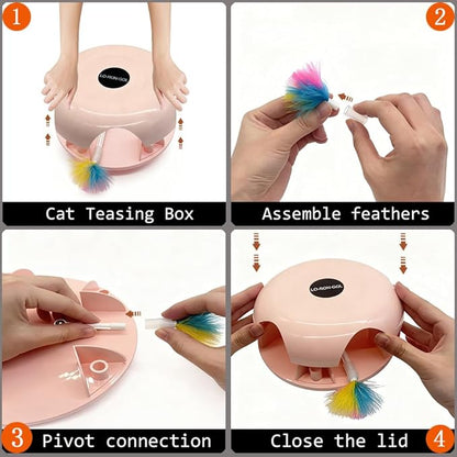 Interactive Whack-a-Mole Cat Toy — Automatic Mushroom Feather Pop-Up Play Toy for Cats, Cognitive Stimulation & Exercise, Durable Pet Entertaining Game (Pink)
