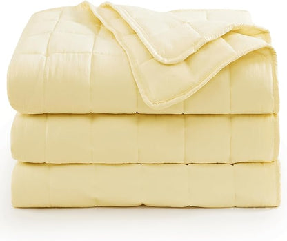 Casa Platino King Size Quilted Blanket - Pre-Washed Soft Comforter - Lightweight All Season - Premium Microfiber Down Alternative - Vanilla