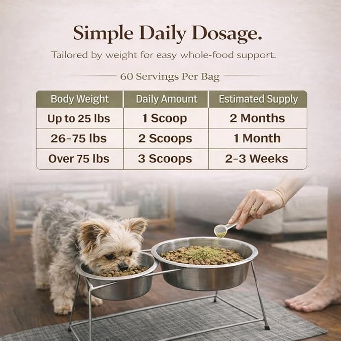 Natural Dog Company Super Greens Food Topper for Dogs, 8oz – Multivitamin & Superfood Powder – Immune, Digestive & Skin & Coat Support – No Fillers or Artificial Preservatives – All Life Stages