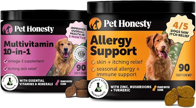 Pet Honesty Health & Allergy Relief Duo — Multivitamin 10-in-1 Chews (90 ct) + Allergy & Itch Relief Chews (90 ct)
