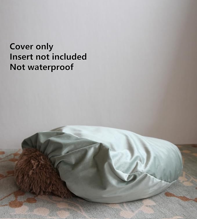 Sage Green Velvet Round Dog Bed Cover Replacement Washable 36 Inch