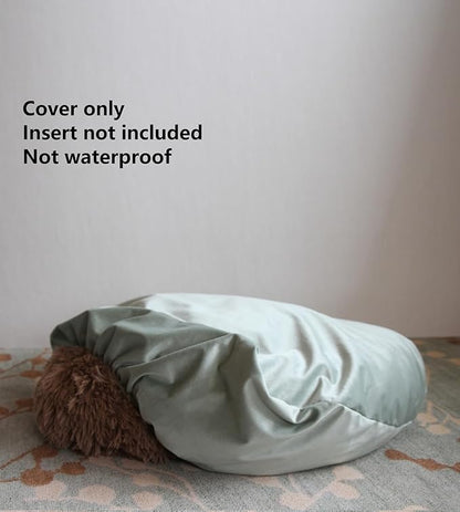 Elastic Donut Dog Bed Replacement Cover Washable Sage Green Velvet Round 42 Inch