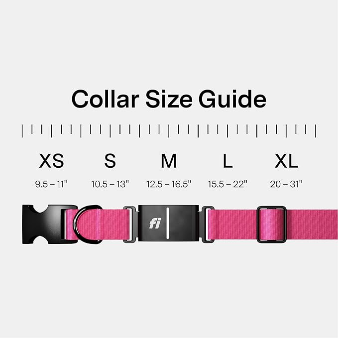 Fi New Series 3+ Smart Dog Tracker Collar [12 Month Membership Included] GPS Tracker for Dogs with Health & Behavior Monitoring, Escape Alerts, Waterproof, LED, Apple Watch Compatible (Pink, Medium)