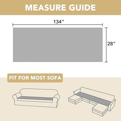 H.VERSAILTEX Chenille Couch Cover for Dogs Washable Soft Fuzzy Extra Large Sofa Slipcovers Sectional Sofa Cover Thick Pet Couch Cover Protector Non-Slip Dog Bed Cover(Grey, 28" x 134")