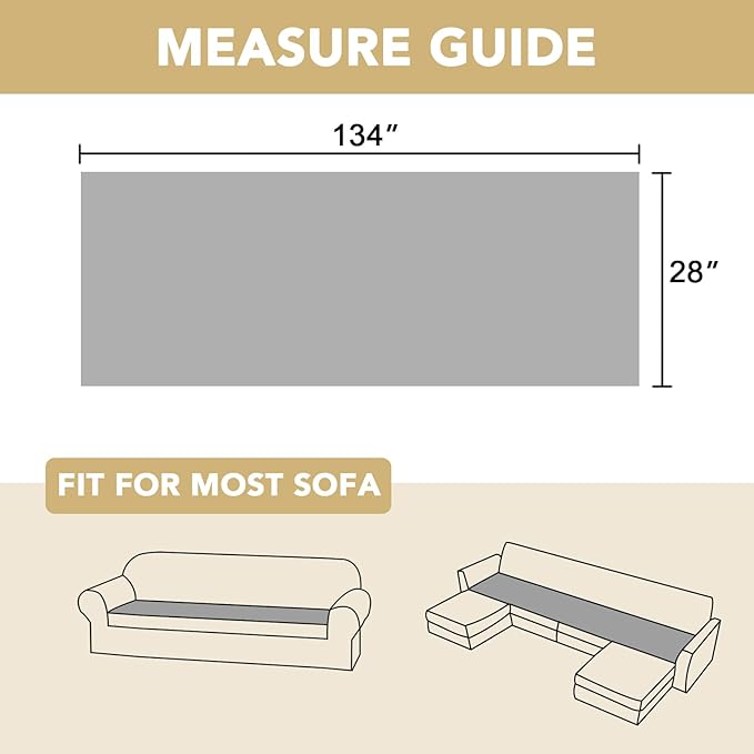 H.VERSAILTEX Chenille Couch Cover for Dogs Washable Soft Fuzzy Extra Large Sofa Slipcovers Sectional Sofa Cover Thick Pet Couch Cover Protector Non-Slip Dog Bed Cover(Coco Mocha, 28" x 134")