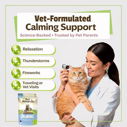 Pet Naturals Calming Chews for Cats, Anxiety Relief with Gentle Ingredients for Thunder, Fireworks, Travel, Grooming, Calming Pet Treats, Chicken Flavor, 30 Count