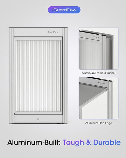 Automatic Dog Door, Heavy-Duty Aluminum Electronic Pet Door with Collar Sensor, Energy-Efficient Insulated for Interior/Exterior Wall, Featuring Secure Lock & Anti-Pinch Design(White-Small)