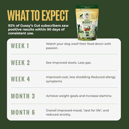 Gussy's Gut Daily Boost- Fermented Organic Superfood Reset & Reboot Dog Gut Health- Human Grade Pre & Probiotic Digestive Supplement- USA Made Small Batch 19 Ingredient Formula- Reset Phase (3 Oz)