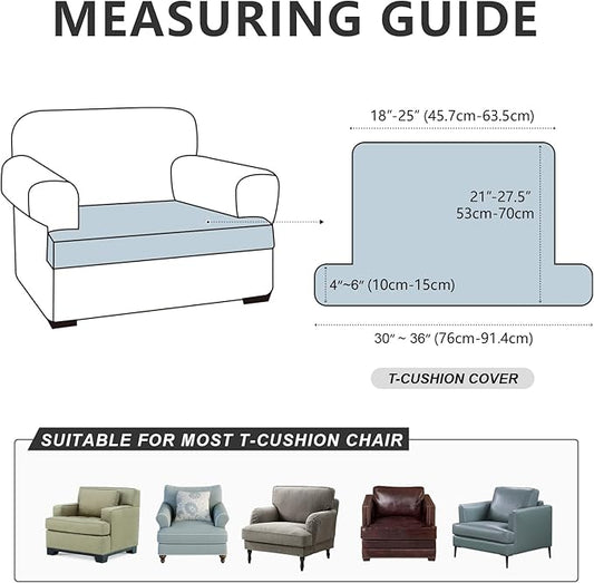 ANARACHON Leather Look Couch Cushion Covers Sofa Seat Slipcovers Sets Couches Furniture Protector for Sectional Armchair Loveseat Pets Kids Stretch Spandex Fabric (1 T-Cushion Armchair, Chocolate)