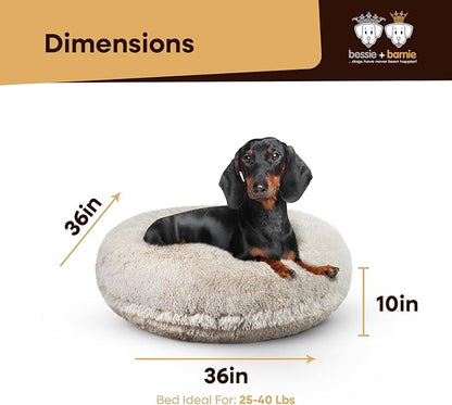 Bessie and Barnie - Luxury Extra Plush Faux Fur Bagel Pet/Dog Bed (Blondie, Me)