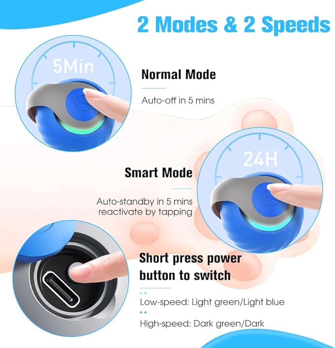 2 Pcs Cat Toy Ball, Speedy Sprint Balls and Chirping Ball, Cat Interactive Toy for Indoor, Kitty Kitten Catnip Exercise Toys
