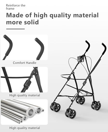 OS MOTOR Pet Stroller with 4 Wheels for Small/Medium Pets, Portable Travel Foldable Carrier Jogger for Dog Cat Puppy Kitty, Rear Wheel Breaks, Storage Basket, Visible Mesh with Weather Cover (Black)
