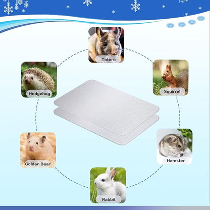 11.8x7.9 IN Pet Cooling Mat for Rabbit, Bunny, Hamster, Guinea Pig & Other Small Pets - Bite Resistance Ice Bed (2PCS)