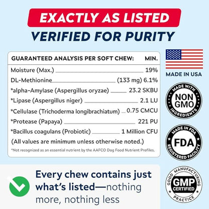 STRELLALAB Dog Pee Grass Chews - Urine Neutralizer for Green Grass Burn Spots - Grass Treatment for Pet Urine - Green Lawn Chews for Dogs with Probiotics - Made in USA (240Ct)