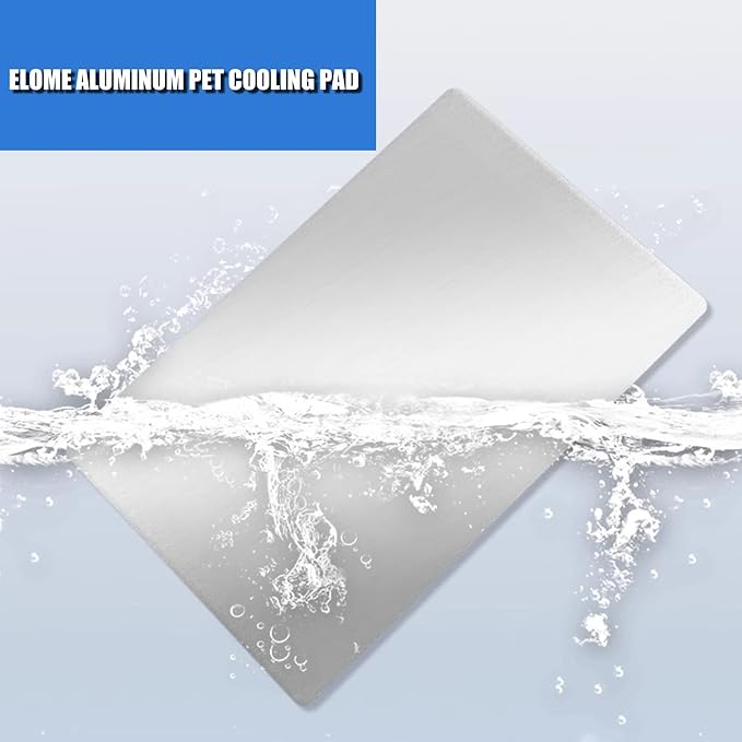 Elome Pet Cooling Pad, 11.8" X 7.9" Aluminum Summer Animal Cool Mat Plate Ice Bed Cage Accessories for Dog, Cat, Rabbit, Hamster, Guinea Pig
