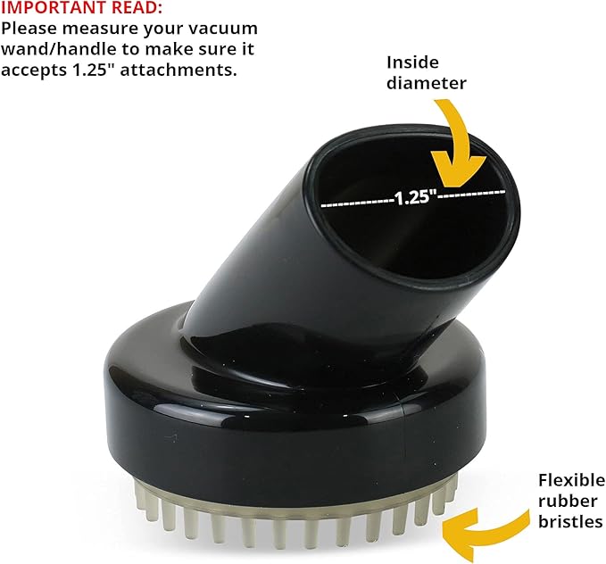 Vacuum Dog Grooming Pet Brush Attachment Tool, 1.25” with 1.5", and 1-3/8" Adapters Pet Grooming Accessories for Shop Vac, Bissell, Eureka, Hoover, Shark, Miele & Models/