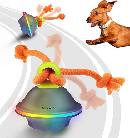 Xeuch Interactive Dog Toys, Automatic Moving and Rolling LED Light Up Dogs Ball with Rope, Motion-Activated Wicked Ball for Small Medium Pup, Stimulation Toy for Boredom Relief