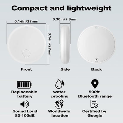 Air Smart Tags-4 Pack for Android, Google Android Tag Tracker Work with Google Find My Device (Find Hub), Key Finder/Luggage Tracker/Item Locator, 4 Pack White