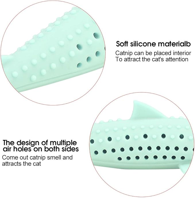 VINGVO Cat Teeth Cleaning Toy, Cat Teething Toys Silicone Molar Stick Catnip Toys Cat Toothbrush Cat Fish Shape Toothbrush with Catnip Chew Bite Teeth Cleaning Toy for Cats Kitten Kitty