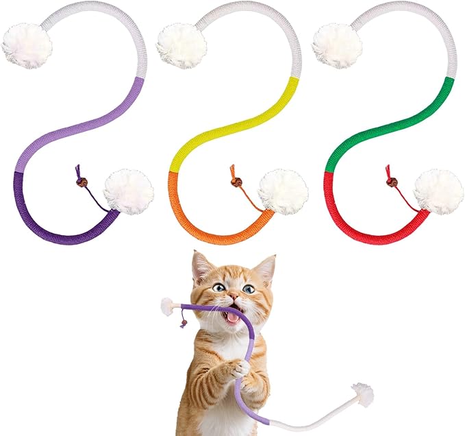 SEVENKA 3Pcs Cat Catnip Toys, 2.3ft/70cm Silvervine Chew Toy for Teeth Cleaning, Kitten Toys, Cotton Rope Scratch Catnip Interactive Cat Toys for Indoor Kittens Kitty