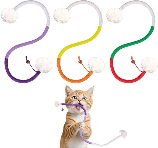 SEVENKA 3Pcs Cat Catnip Toys, 2.3ft/70cm Silvervine Chew Toy for Teeth Cleaning, Kitten Toys, Cotton Rope Scratch Catnip Interactive Cat Toys for Indoor Kittens Kitty