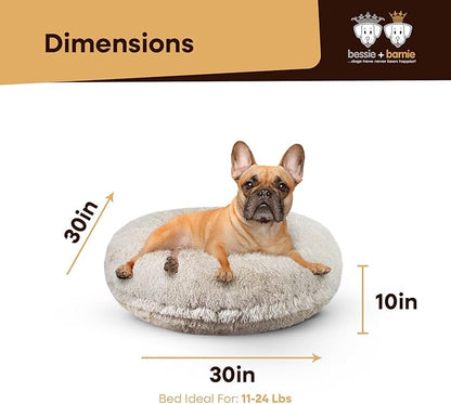 Bessie and Barnie - Luxury Extra Plush Faux Fur Bagel Pet/Dog Bed (Blondie, S)