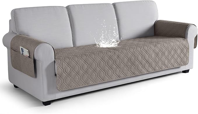 VANSOFY Couch Cover, Waterproof Sofa Covers Washable Slipcover Furniture Protector Couch Seat Covers Non-Slip Couch Cover for Dogs, Pets(Sofa Plus, Khaki)