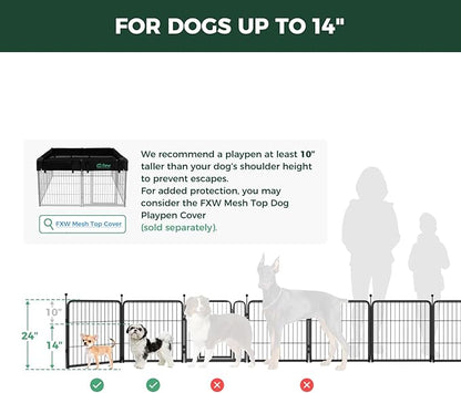 FXW Rollick Unleashed Dog Playpen for Indoor, Yard, RV Camping, 24 inch 48 Panels for Small and Puppy Dogs, Black│Patented