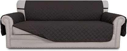 Easy-Going Reversible Couch Cover for 3 Cushion Couch Sofa Cover for Dogs Water Resistant Furniture Protector Cover with Foam Sticks Elastic Straps for Pet Cat (Sofa, Chocolate/Chocolate)