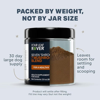 Four Leaf Rover Seven Shrooms - Organic Mushroom Supplement for Dogs - Veterinarian Formulated Whole Mushroom Extract