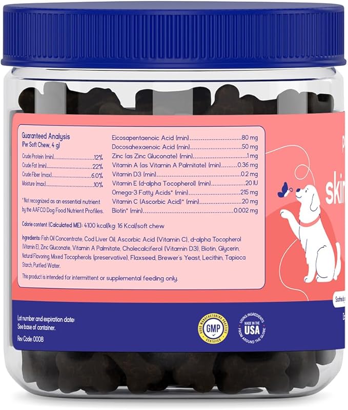 PupGrade Skin & Coat Soft Chew Supplement for Dogs – Supports Healthy Skin, Coat, and Immune Function - Rich in Natural Fish Oil, Omega Fatty Acids, and Vitamins – 360 Soft Chews