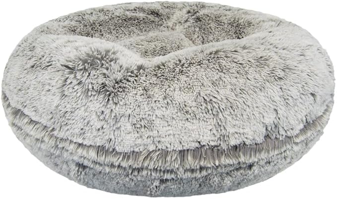 Bessie and Barnie - Luxury Extra Plush Faux Fur Bagel Pet/Dog Bed (Frosted Snow, X-S)
