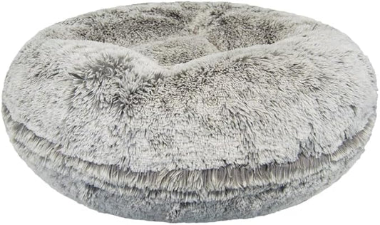 Bessie and Barnie - Luxury Extra Plush Faux Fur Bagel Pet/Dog Bed (Frosted Snow, X-S)