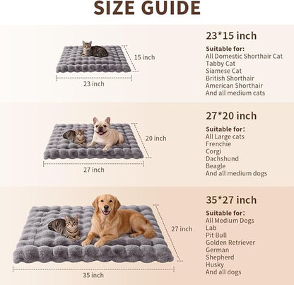 Cat & Dog Bed Mat, Soft Plush Faux Fur Kneading Pet Bed for 2 Cats or Small Dogs, Machine Washable Cat Sleeping Pad, Non-Slip Fluffy Pet Rug for Indoor Cats Kittens & Small Dogs, 27x20 in Grey