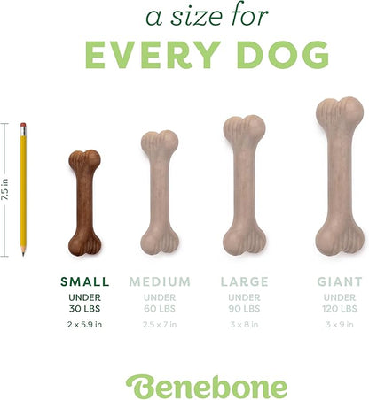Benebone Bone Durable Dog Chew Toy for Aggressive Chewers, Real Bacon, Made in USA, Small