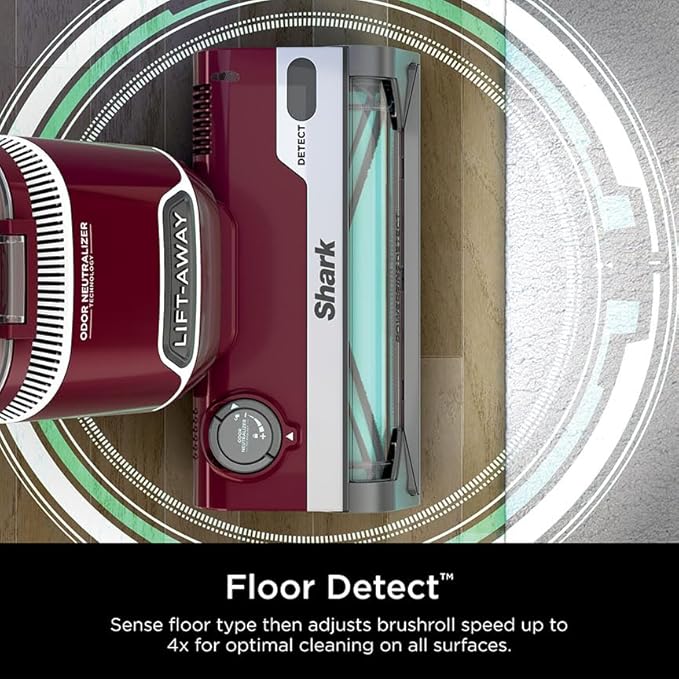 Shark DETECT Lift-Away Corded Upright Vacuum with Detect Technology, Self-Cleaning Brushroll for No Hair Wrap, Anti-Allergen Complete Seal, and Odor Neutralizer Technology, Burgundy, LA492