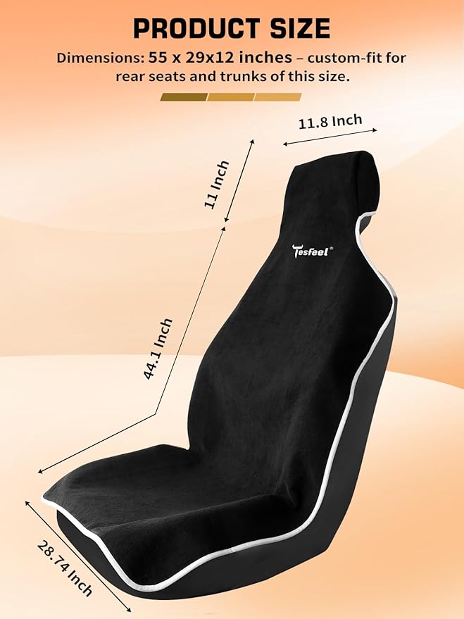 600g Ultra-Thick Car Seat Cover Towel,Heavy-Duty Absorbent Terry Cloth Sweat Protector for Gym,Beach&Athletes,Eco-Friendly Universal Fit for Sedans,SUV&Minivans,Non-Slip Machine Washable-Black