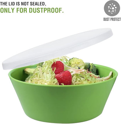 shopwithgreen Plastic Cereal Bowls with Dust-Proof Lid, Resuable Bowls for Kitchen, Set of 6, Microwave and Dishwasher Safe, for Soup, Oatmeal, Ramen, RV, Camping, Kids, College Dorm Room, 26 OZ