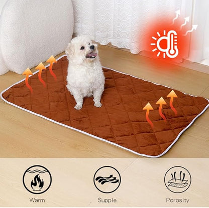 Washable Anti-Slip Kennel Mat for Medium Small Dogs and Cats Kennel pad Crate Pad in Winter Heated Cat Bed Self Warming Non-Electric Pet Warming Pad Gray 13.75 * 19.69inch