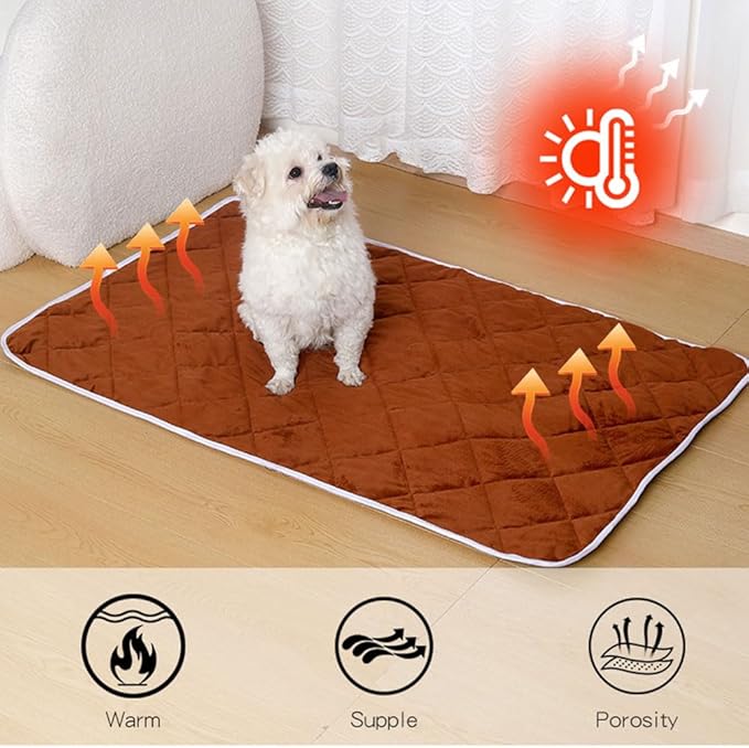 Washable Anti-Slip Kennel Mat for Medium Small Dogs and Cats Kennel pad Crate Pad in Winter Heated Cat Bed Self Warming Non-Electric Pet Warming Pad Gray 19.69 * 27.56inch