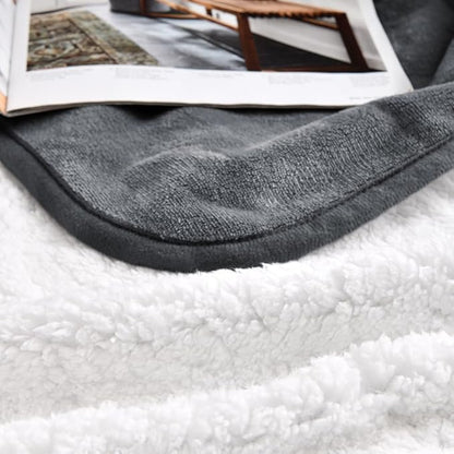 Waterproof Blanket for Bed Couch Sofa, Soft Liquid Pee Proof Pet Blanket for Dog Puppy Cat, Reversible Sherpa Fleece Furniture Protector (Dark Grey, 60x80 inches)
