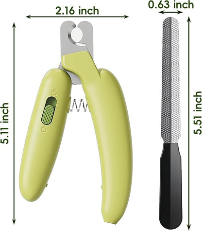 Dog Nail Clippers,Dog Nail Trimmers for Small Medium Dogs and Cats - Professional Grooming Tool with Safety Lock, Sharp Stainless Steel Blade Prevents Splitting，Includes Nail File (Green-mini)