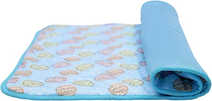 SEIS Dog Ice Pad Ice Silk Cats Kennel Mat Pet Cooling Pad Summer Cool Bamboo Mat Breathable Pad (Blue, M