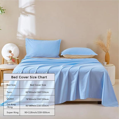 DUJUIKE Waterproof Bed Cover for Dog and Cats,Pet Hair Resistant Bed Sheet Cover, Protective Bed Liner Cover with 100% Waterproof Breathable Thin Fabric (Sky Blue, King 98 * 90 inch)