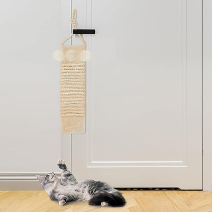 Dansydaisy 2 Pcs Cat Scratcher Door Hanging, 19.3 x 5.5inch Cat Scratching Post Wall Mounted, Natural Sisal Scratching Pad Surface with Ball Toy for Indoor Cats Kitty